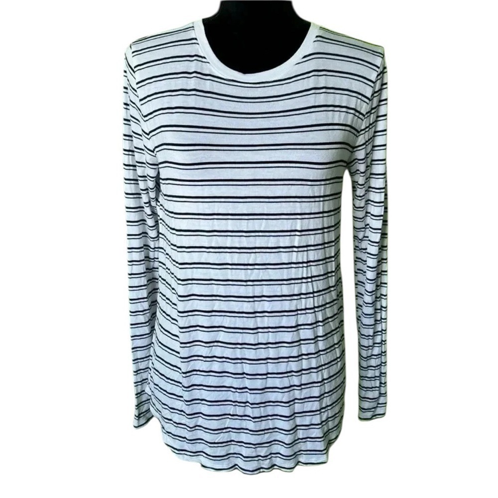 Hollister Striped Long Sleeve T-Shirt Women Small White Black
